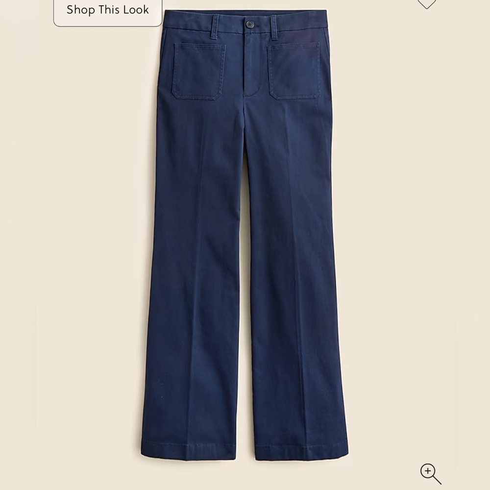 Chino Navy Blue Wide-Leg Cropped Pants